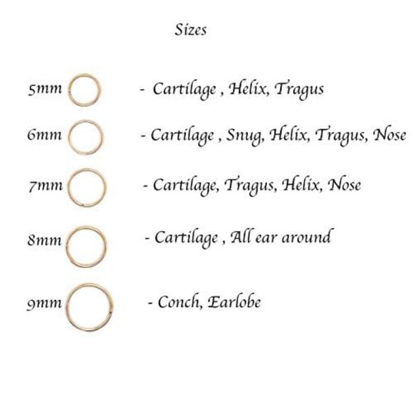 14K Rose Gold Filled Multi Size Open Piercing Hoops Cartilage Helix Tragus - Picture 5 of 7